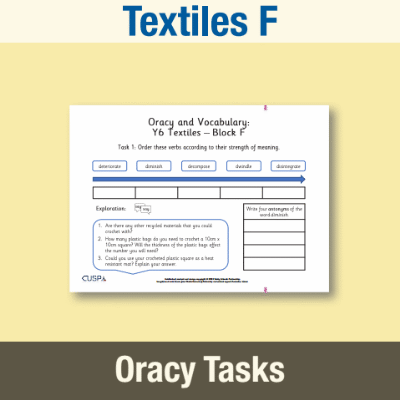 Image of Year 6 Design and Technology F (Textiles) Oracy Tasks OT CUSP Resource