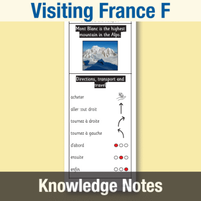 Image of Year 6 French F (Visiting France) Knowledge Notes KN CUSP Resource