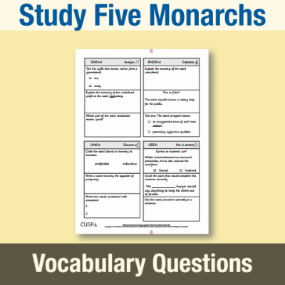 Image of Year 6 History (Study Five Monarchs to Extend Pupils’ Chronological Knowledge from 1066) Vocabulary Questions VQ CUSP Resource