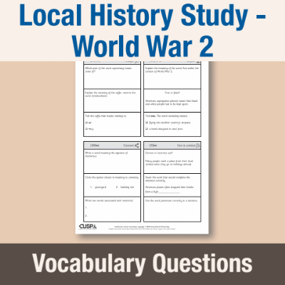 Image of Year 6 History (Local History Study - How did conflict change our locality in World War 2?) Vocabulary Questions VQ CUSP Resource
