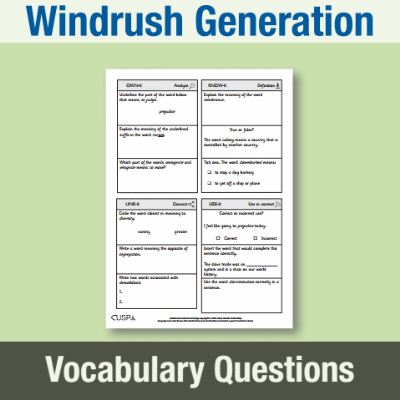 Image of Year 6 History (Study the Windrush Generation) Vocabulary Questions VQ CUSP Resource
