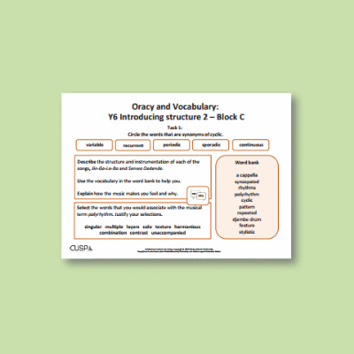Y6 Music C (Introducing Structure 2) Oracy Tasks OT