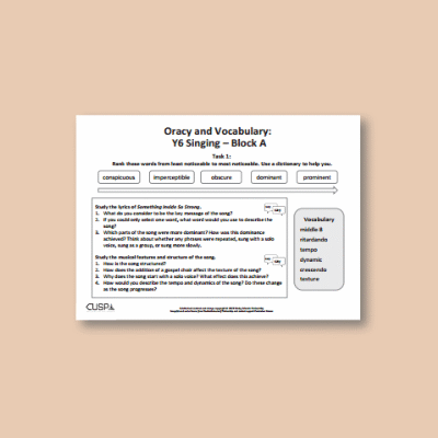 Y6 Music A (Singing) Oracy Tasks OT