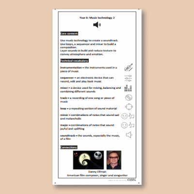 Y6 Music B (Music Technology 2) Knowledge Notes KN