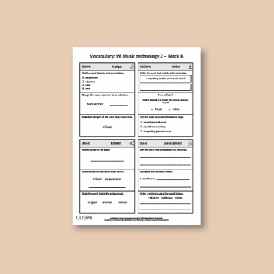 Y6 Music B (Music Technology 2) Vocabulary Questions VQ