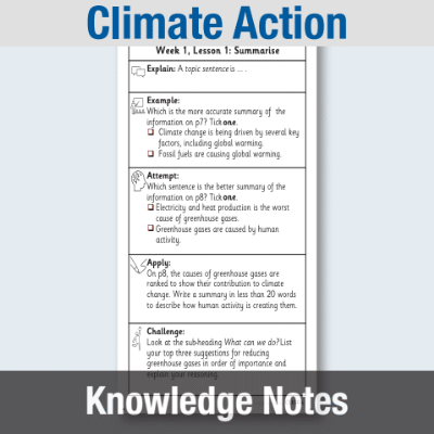 Image of Year 6 Reading (Climate Action) Knowledge Notes KN CUSP Resource