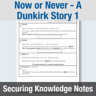 Image of Year 6 Reading (Now or Never - A Dunkirk Story 1) Knowledge Notes SKN CUSP Resource