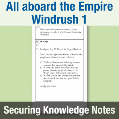 Image of Year 6 Reading (All aboard the Empire Windrush 1) Knowledge Notes SKN CUSP Resource