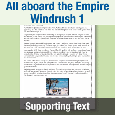 Image of Year 6 Reading (All aboard the Empire Windrush 1) Supporting Text ST CUSP Resource