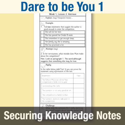 Image of Year 6 Reading (Dare to be You 1) Knowledge Notes SKN CUSP Resource