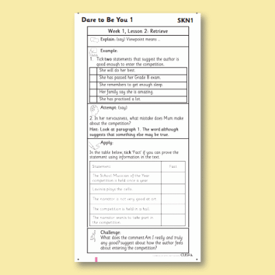 Y6 Reading (Dare to be You 1) Knowledge Notes SKN