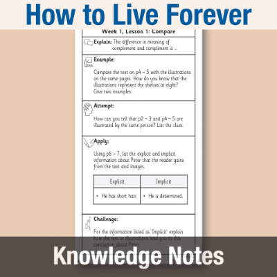 Image of Year 6 Reading (How to Live Forever) Knowledge Notes KN CUSP Resource