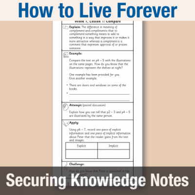 Image of Year 6 Reading (How to Live Forever) Knowledge Notes SKN CUSP Resource