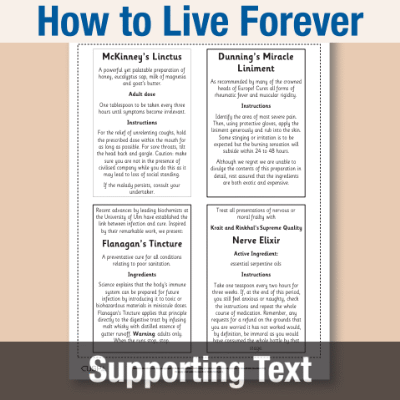 Image of Year 6 Reading (How to Live Forever) Supporting Text ST CUSP Resource