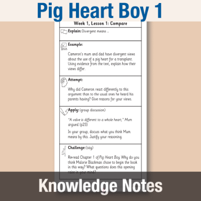 Image of Year 6 Reading (Pig Heart Boy 1) Knowledge Notes KN CUSP Resource