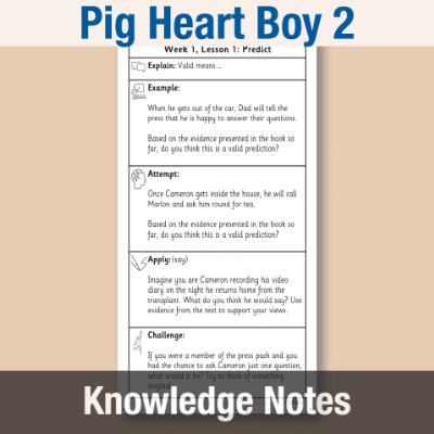 Image of Year 6 Reading (Pig Heart Boy 2) Knowledge Notes KN CUSP Resource