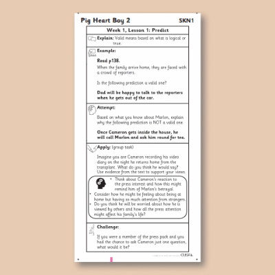 Y6 Reading (Pig Heart Boy 2) Knowledge Notes SKN