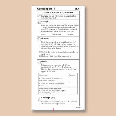 Y6 Reading (Rooftoppers 1) Knowledge Notes SKN