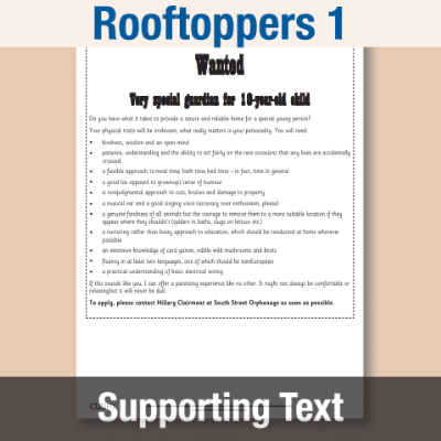 Image of Year 6 Reading (Rooftoppers 1) Supporting Text ST CUSP Resource