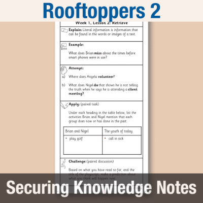 Image of Year 6 Reading (Rooftoppers 2) Knowledge Notes SKN CUSP Resource
