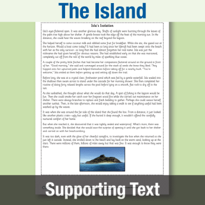 Image of Year 6 Reading (The Island) Supporting Text ST CUSP Resource