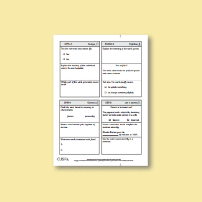 Y6 Science (Evolution and Inheritance) Vocabulary Questions VQ