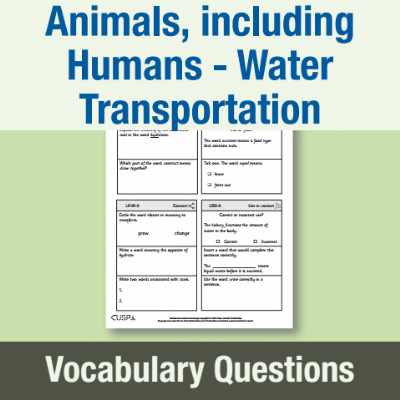 Image of Year 6 Science (Animals, including Humans - Water Transportation) Vocabulary Questions VQ CUSP Resource
