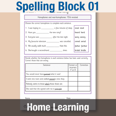 Image of Year 6 Spelling Block 01 Home Learning HL CUSP Resource