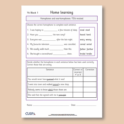 Y6 Spelling Block 01 Home Learning HL