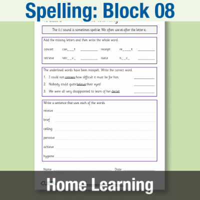 Image of Year 6 Spelling Block 08 Home Learning HL CUSP Resource