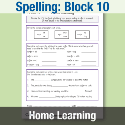 Image of Year 6 Spelling Block 10 Home Learning HL CUSP Resource