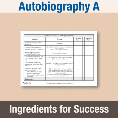 Image of Year 6 Writing A (Autobiography) Ingredients for Success IFS CUSP Resource