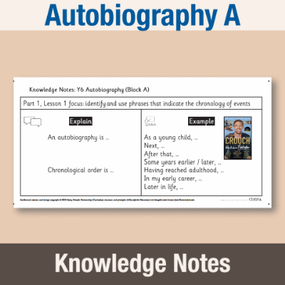 Image of Year 6 Writing A (Autobiography) Knowledge Notes KN CUSP Resource