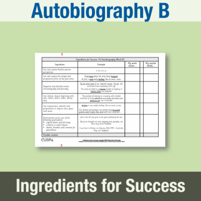 Image of Year 6 Writing B (Autobiography) Ingredients for Success IFS CUSP Resource