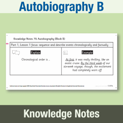 Image of Year 6 Writing B (Autobiography) Knowledge Notes KN CUSP Resource
