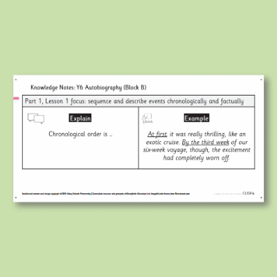 Y6 Writing B (Autobiography) Knowledge Notes KN