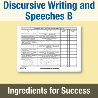 Image of Year 6 Writing B (Discursive Writing and Speeches) Ingredients for Success IFS CUSP Resource
