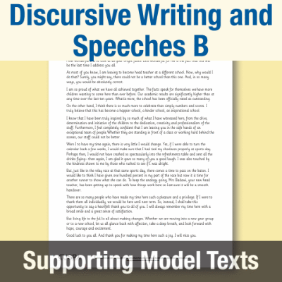 Image of Year 6 Writing B (Discursive Writing and Speeches) Supporting Model Text SMT CUSP Resource