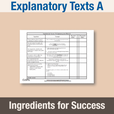Image of Year 6 Writing A (Explanatory Texts) Ingredients for Success IFS CUSP Resource