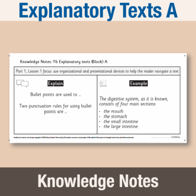 Image of Year 6 Writing A (Explanatory Texts) Knowledge Notes KN CUSP Resource