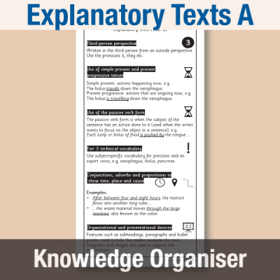 Image of Year 6 Writing A (Explanatory Texts) Knowledge Organiser KO CUSP Resource