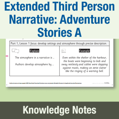 Image of Year 6 Writing A (Extended Third Person Narrative: Adventure Stories) Knowledge Notes KN CUSP Resource