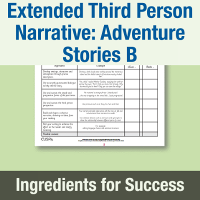 Image of Year 6 Writing B (Extended Third Person Narrative: Adventure Stories) Ingredients for Success IFS CUSP Resource