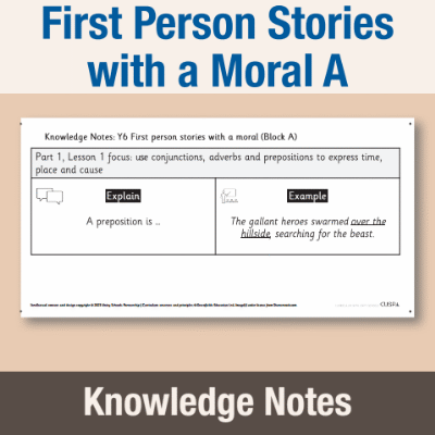 Image of Year 6 Writing A (First Person Stories with a Moral) Knowledge Notes KN CUSP Resource