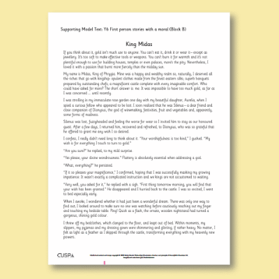 Y6 Writing B (First Person Stories with a Moral) Supporting Model Text SMT