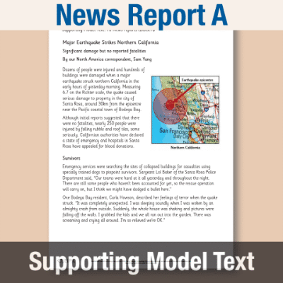 Image of Year 6 Writing A (News Report) Supporting Model Text SMT CUSP Resource
