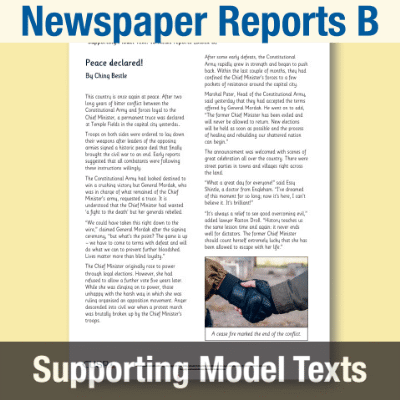 Image of Year 6 Writing B (Newspaper Reports) Supporting Model Text SMT CUSP Resource
