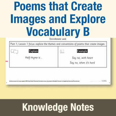 Image of Year 6 Writing B (Poems that Create Images and Explore Vocabulary) Knowledge Notes KN CUSP Resource