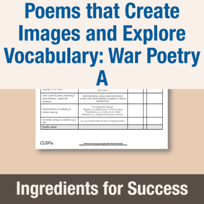 Image of Year 6 Writing A (Poems that Create Images and Explore Vocabulary: War Poetry) Ingredients for Success IFS CUSP Resource