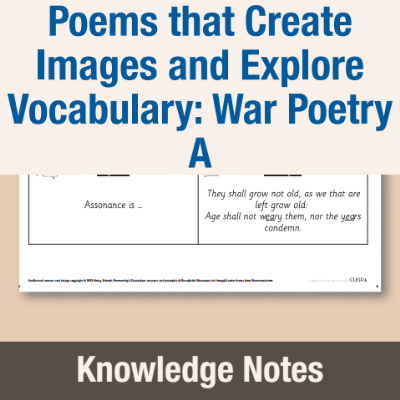 Image of Year 6 Writing A (Poems that Create Images and Explore Vocabulary: War Poetry) Knowledge Notes KN CUSP Resource